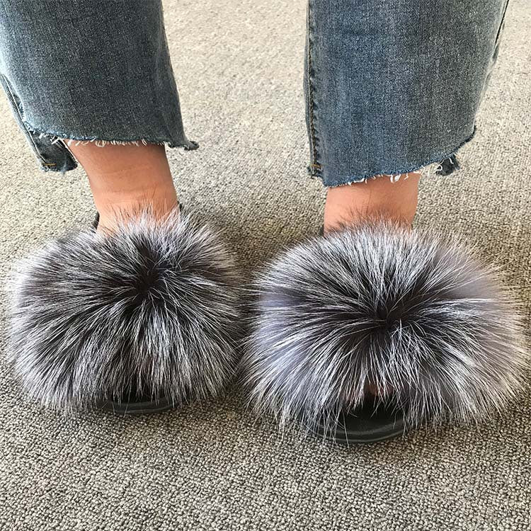 Wholesale fox fur slippers women's outdoor slippers home fur fur slippers